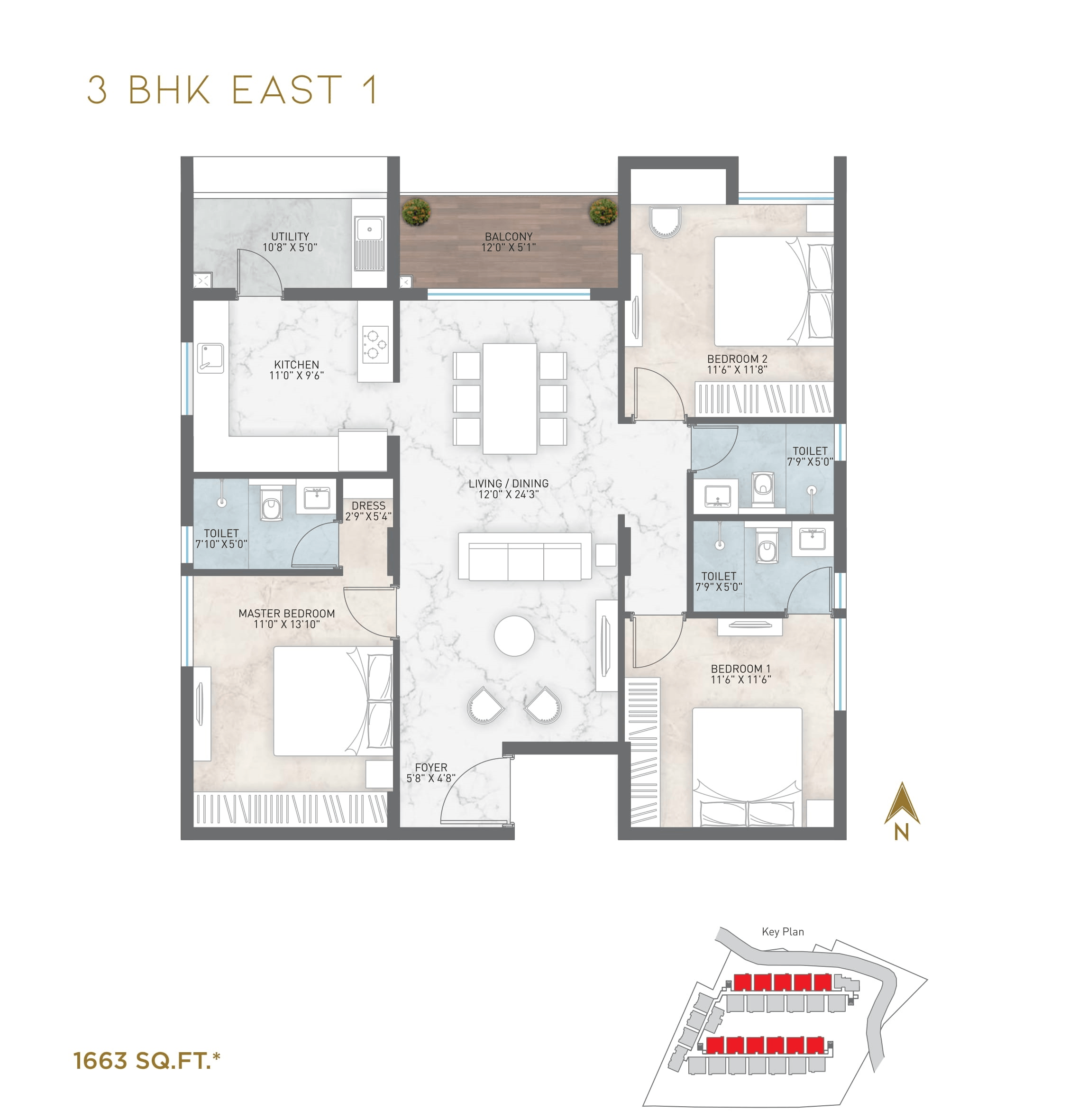 Unit plan - 1180 sq.ft.