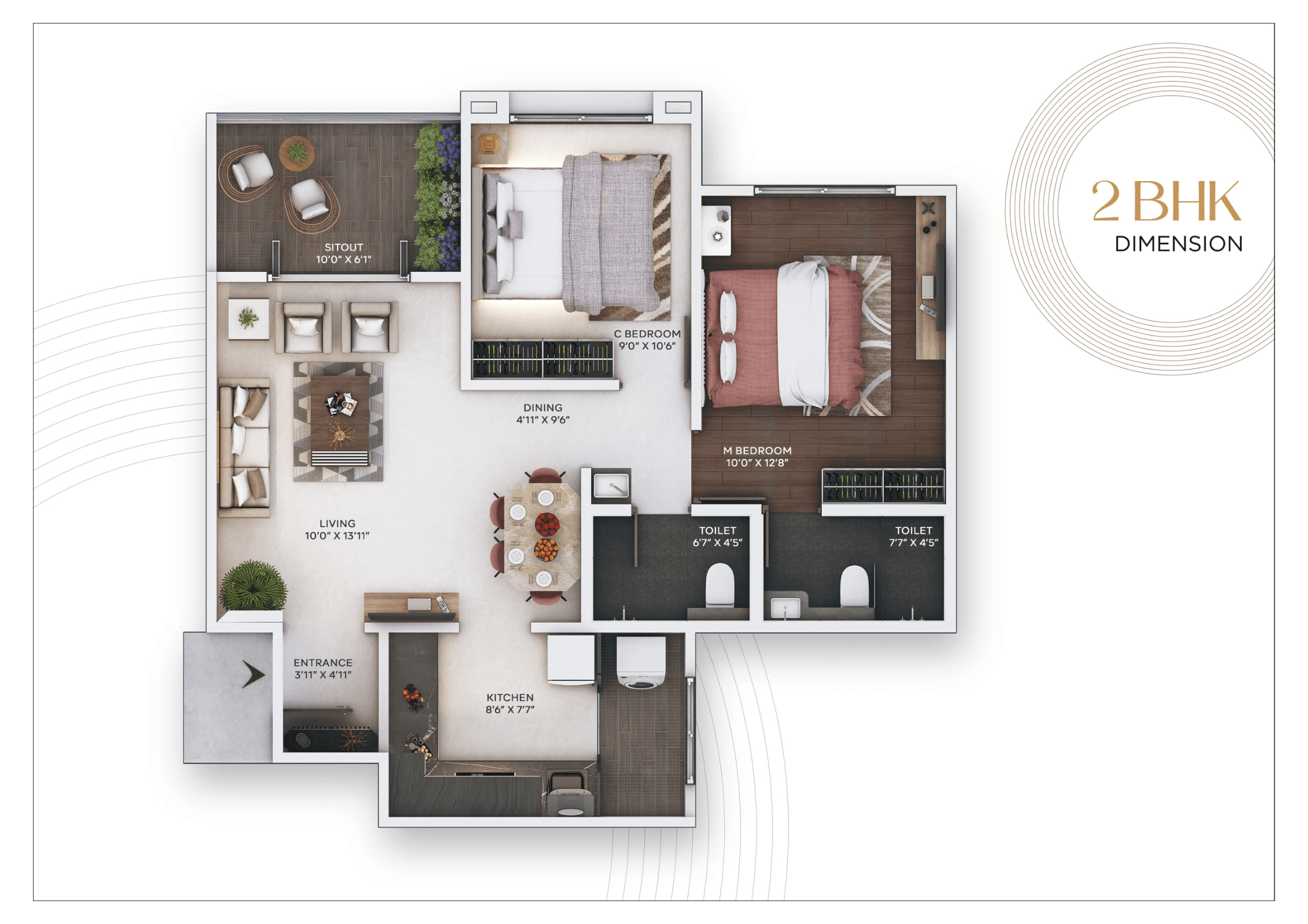 Dagade Patil Survi Heritage Unit plan - 697 sq.ft.