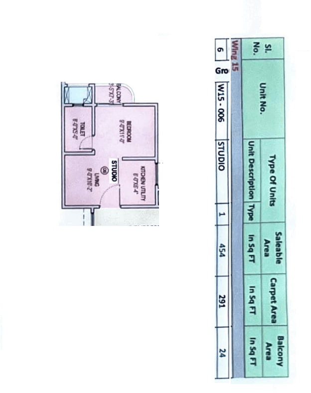 Unit plan - 291 sq.ft.