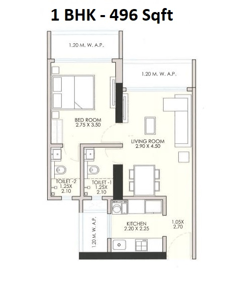 Unit plan - 496 sq.ft.
