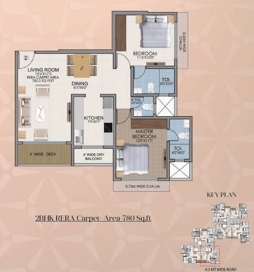 Unit plan - 780 sq.ft.