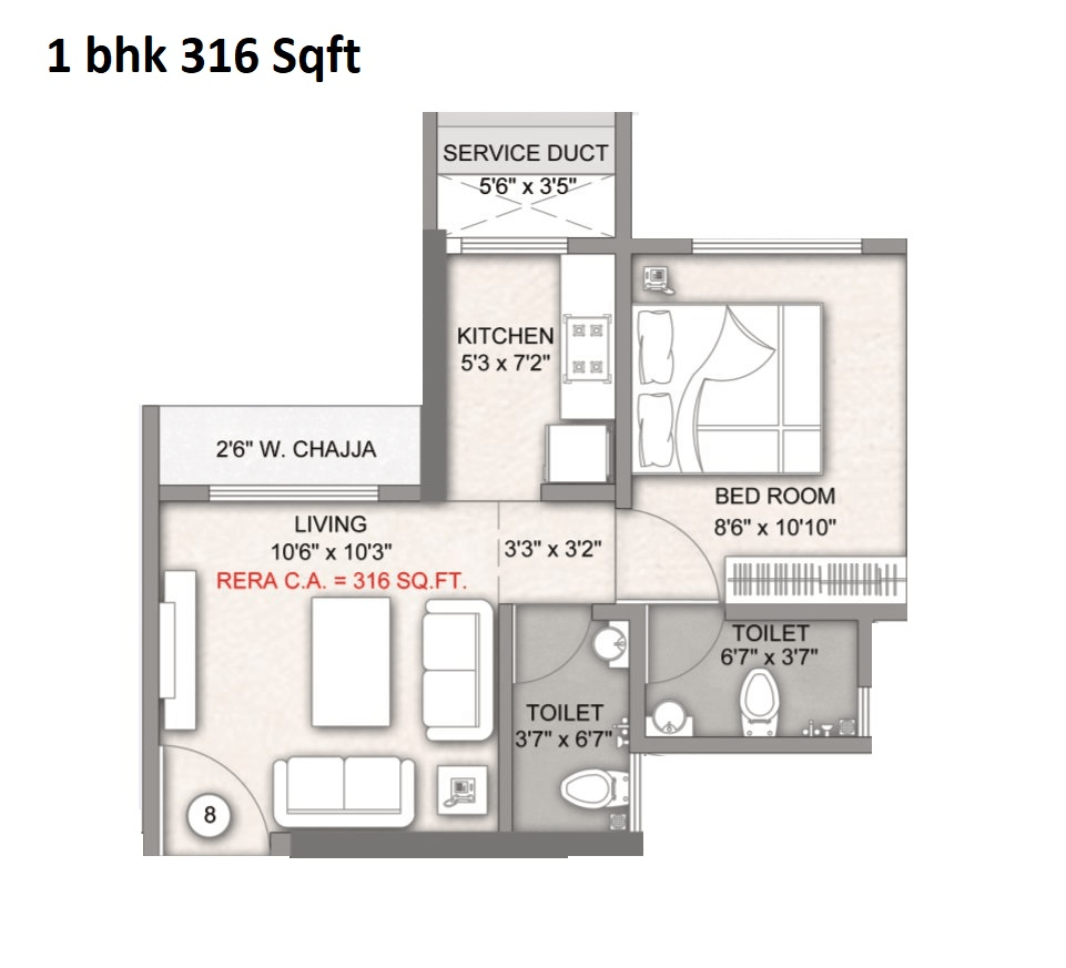 Shraddha Priva Unit plan - 316 sq.ft.