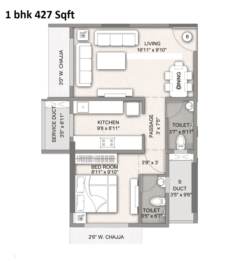 Shraddha Priva Unit plan - 427 sq.ft.
