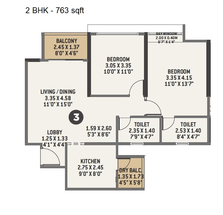 VTP Cielo Unit plan - 763 sq.ft.
