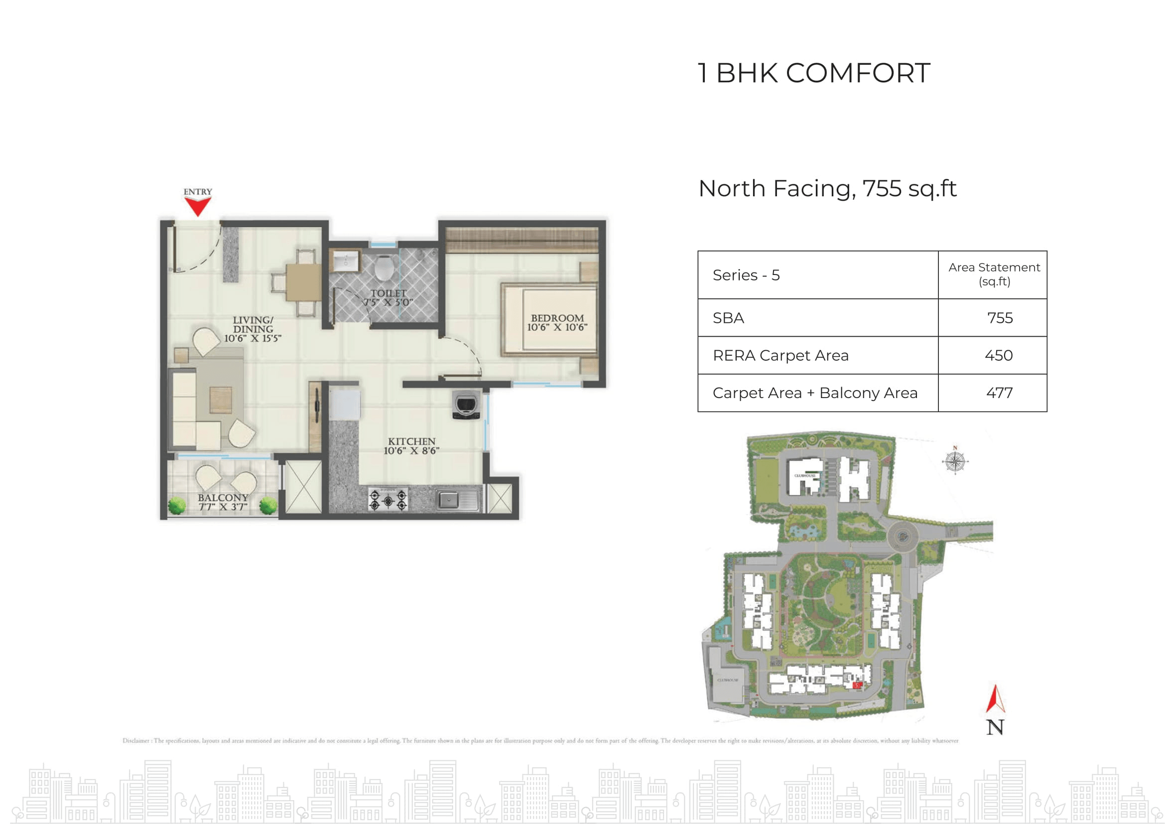 Abhee Aaria Unit plan - 528 sq.ft.