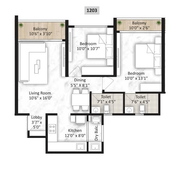 Saheel Trendy Vesta Unit plan - 756 sq.ft.