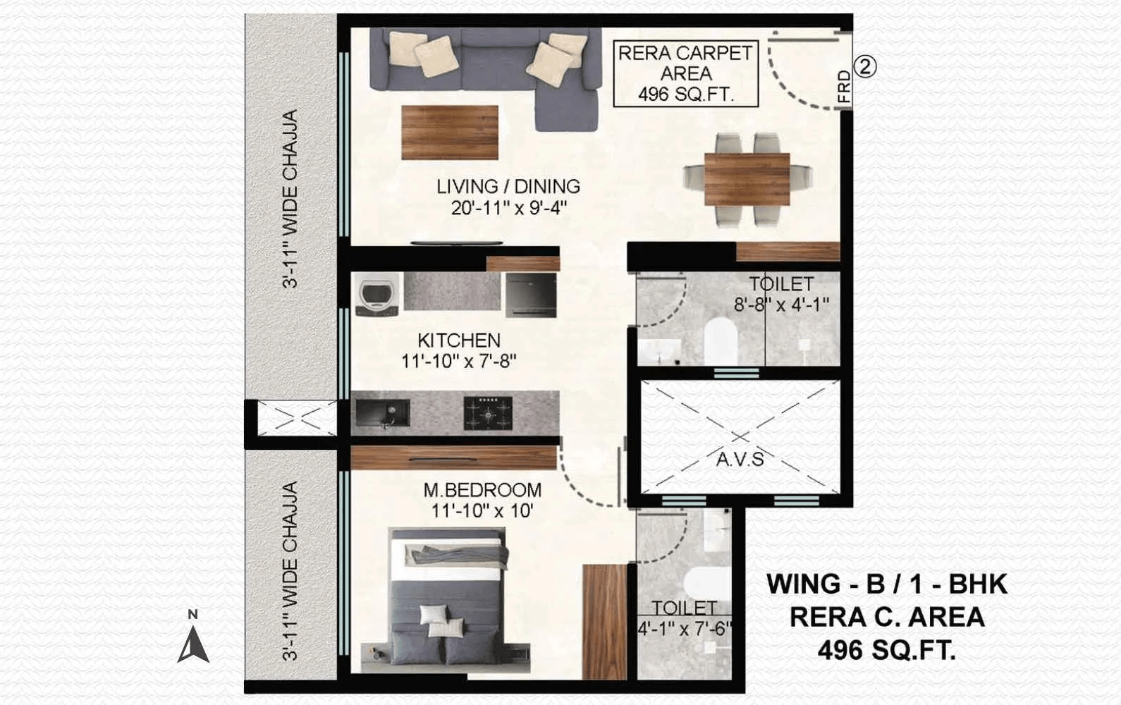 Shreeji Green Origin Unit plan - 496 sq.ft.