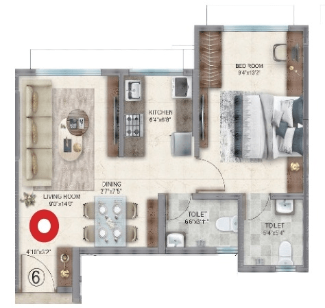 Mohite Mrugank Unit plan - 420 sq.ft.