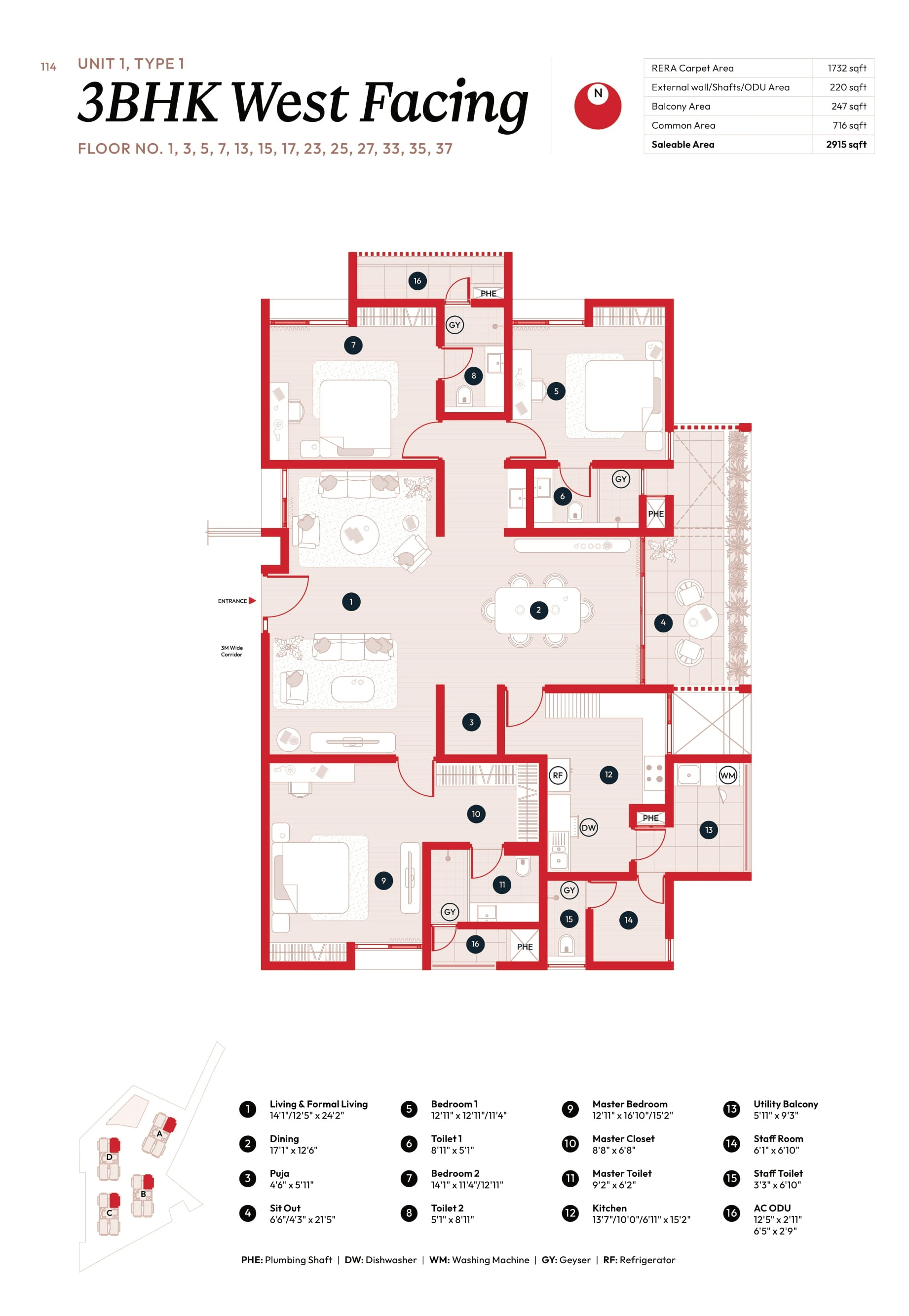 Song of The Sun Unit plan - 2040 sq.ft.