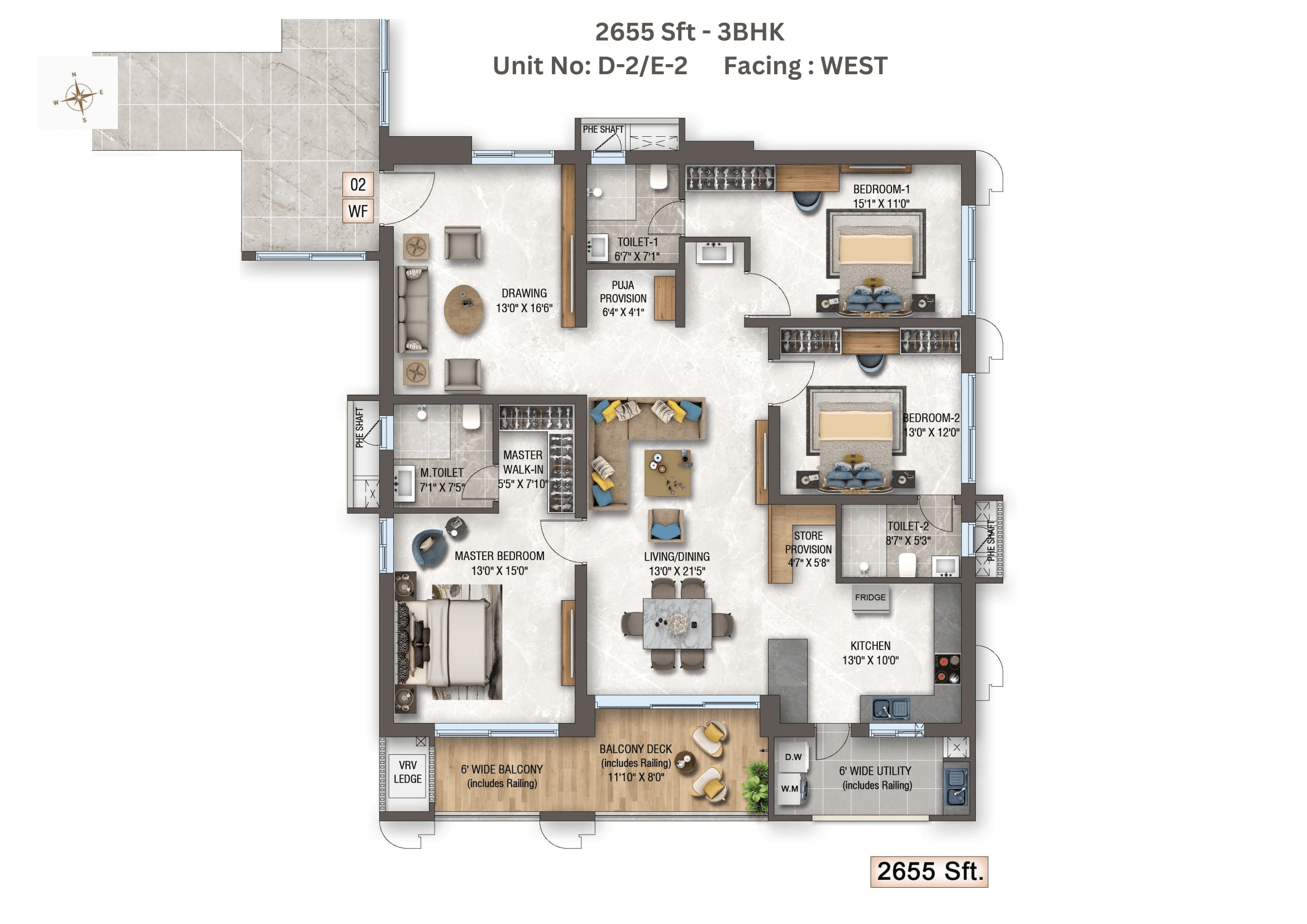 GHR The Cascades Unit plan - 1858 sq.ft.