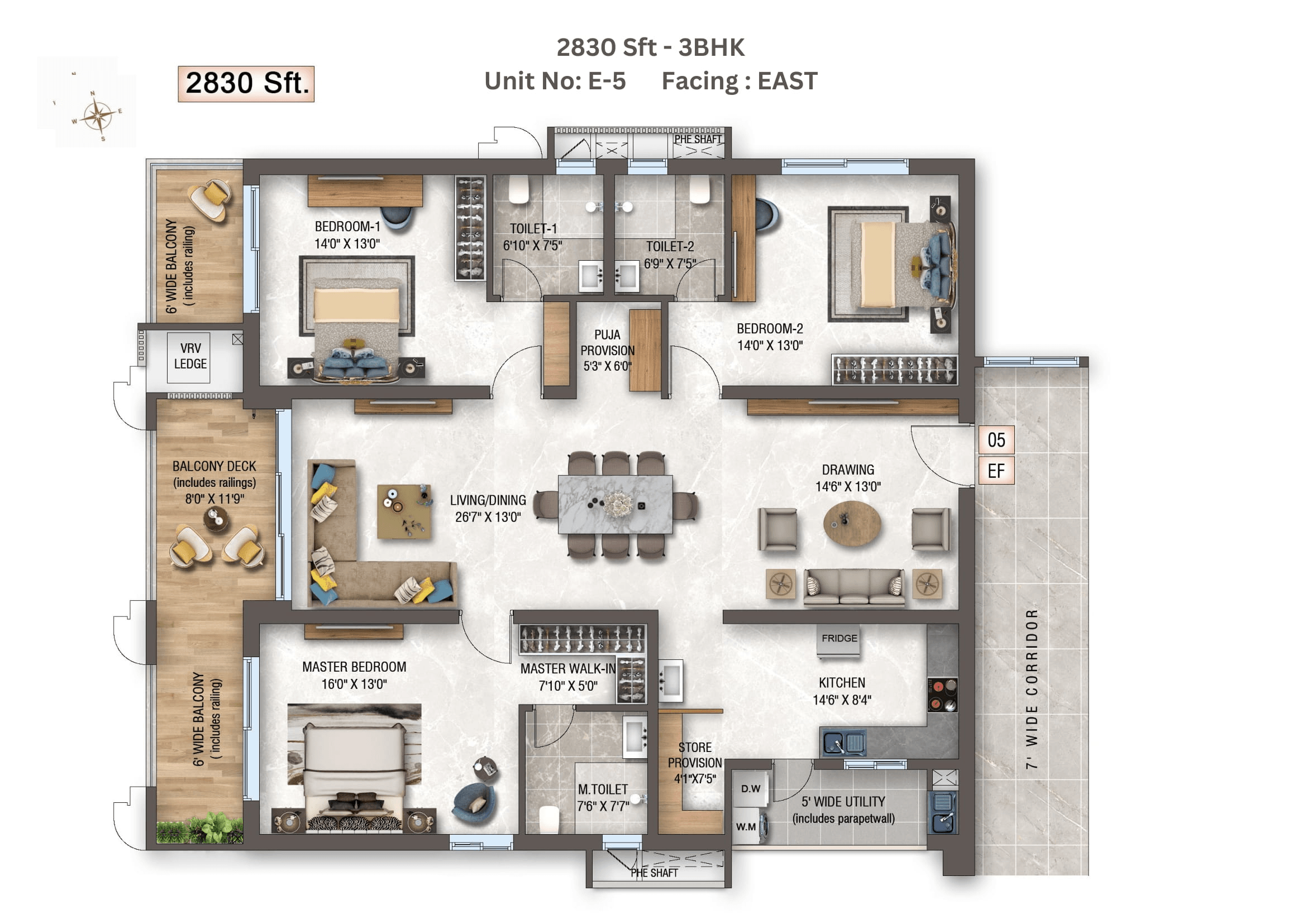 GHR The Cascades Unit plan - 1981 sq.ft.