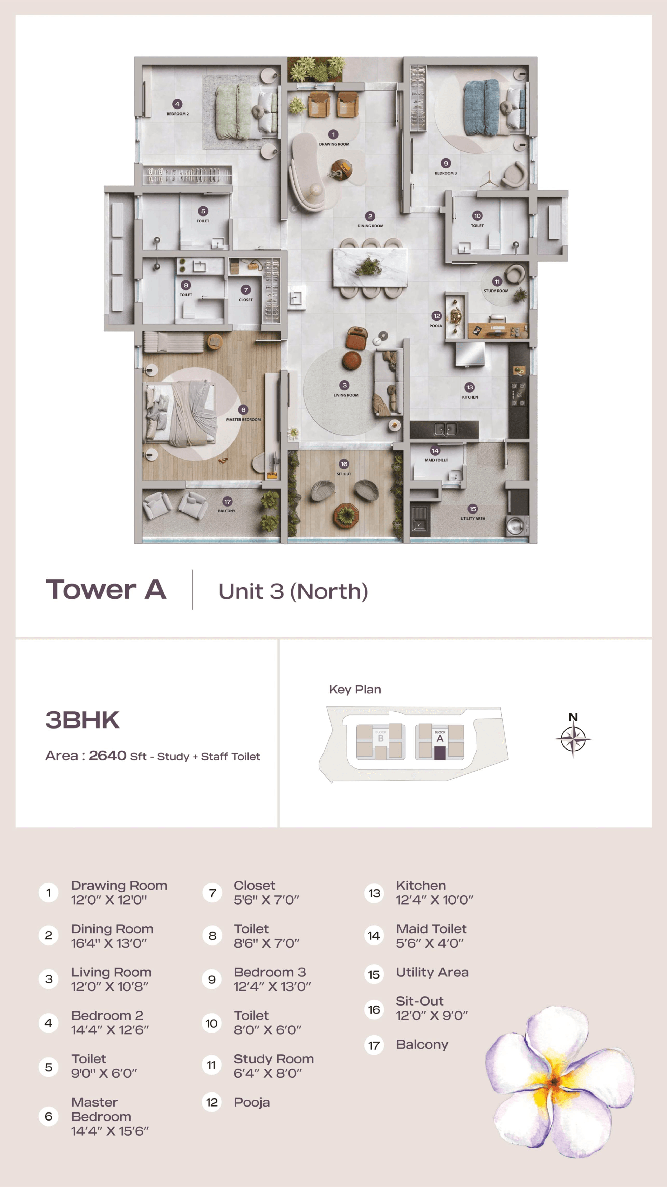 Lansum Elena Unit plan - 1848 sq.ft.