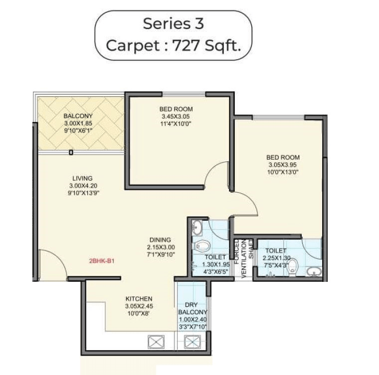Koral Aeternaa Unit plan - 727 sq.ft.