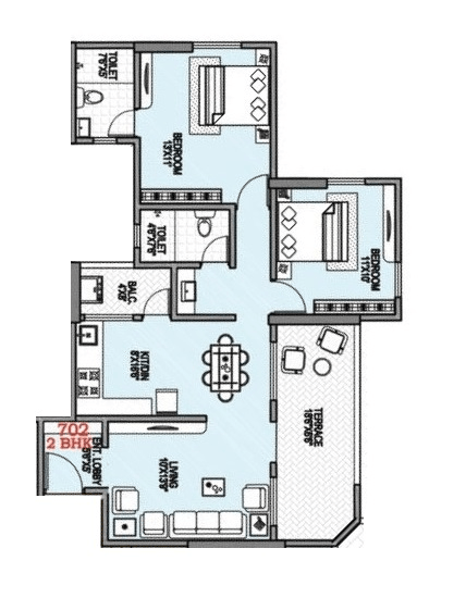 Badhekar Rising Hills Unit plan - 875 sq.ft.