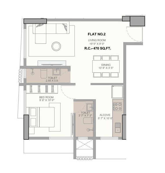 Unit plan - 470 sq.ft.