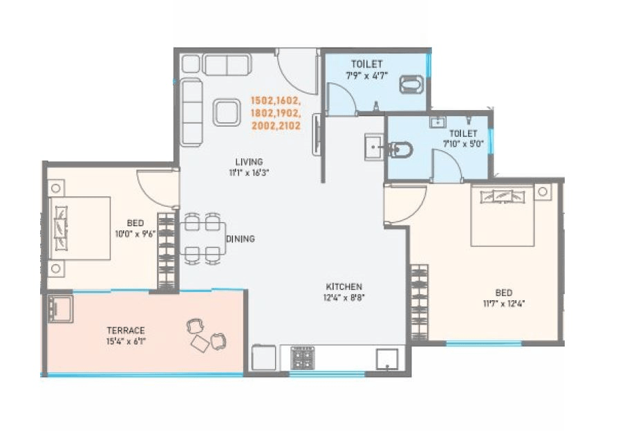 Nexus Sky Marina Unit plan - 669 sq.ft.