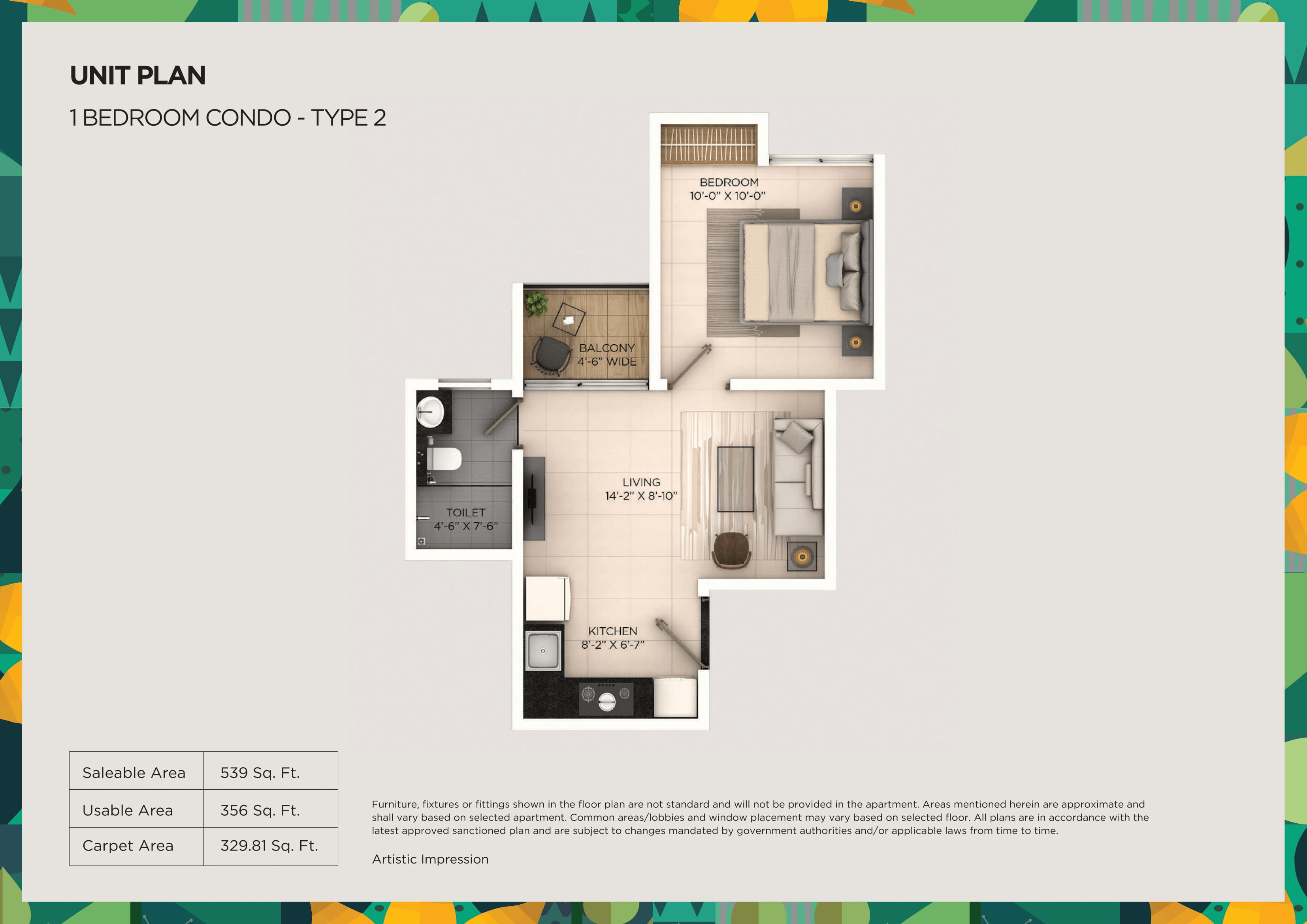 Provident Ecopolitan Unit plan - 329 sq.ft.