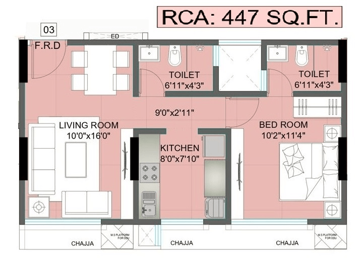 Unit plan - 625 sq.ft.