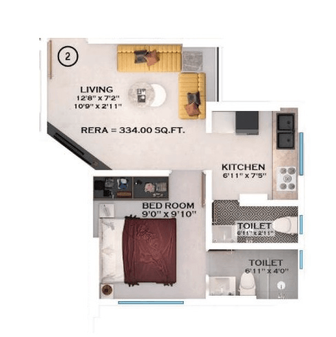 Unit plan - 334 sq.ft.