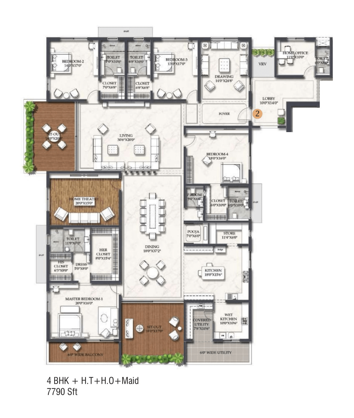 Rajapushpa Casa Luxura Unit plan - 5452 sq.ft.