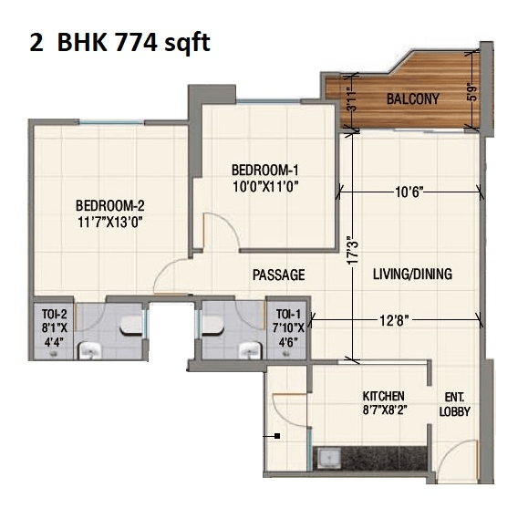 Naiknavare Avon Vista Unit plan - 724 sq.ft.