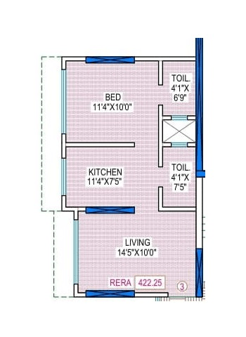 Panchnaad Anantham Unit plan - 422 sq.ft.