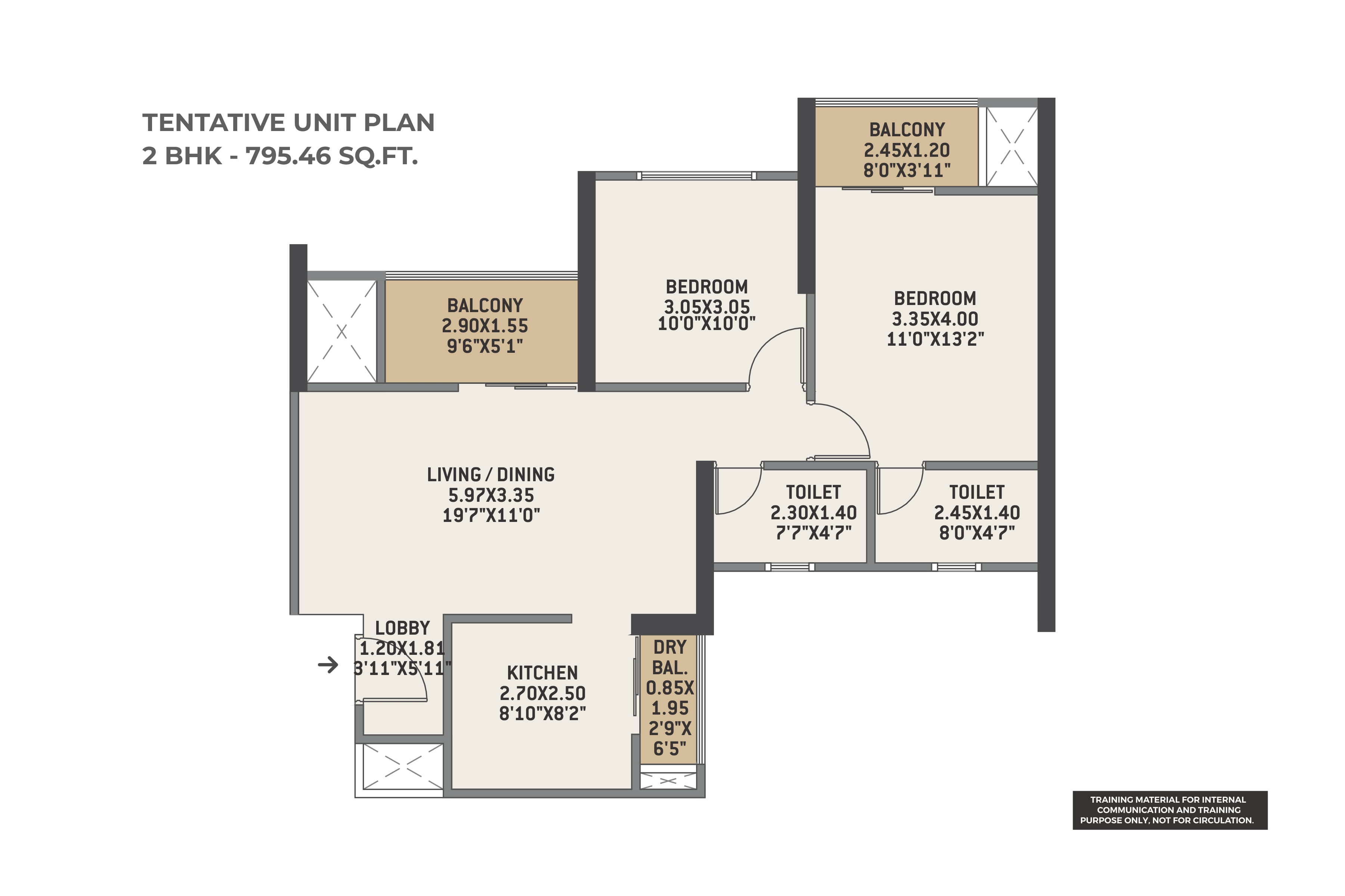 VTP Sierra 2 Unit plan - 794 sq.ft.
