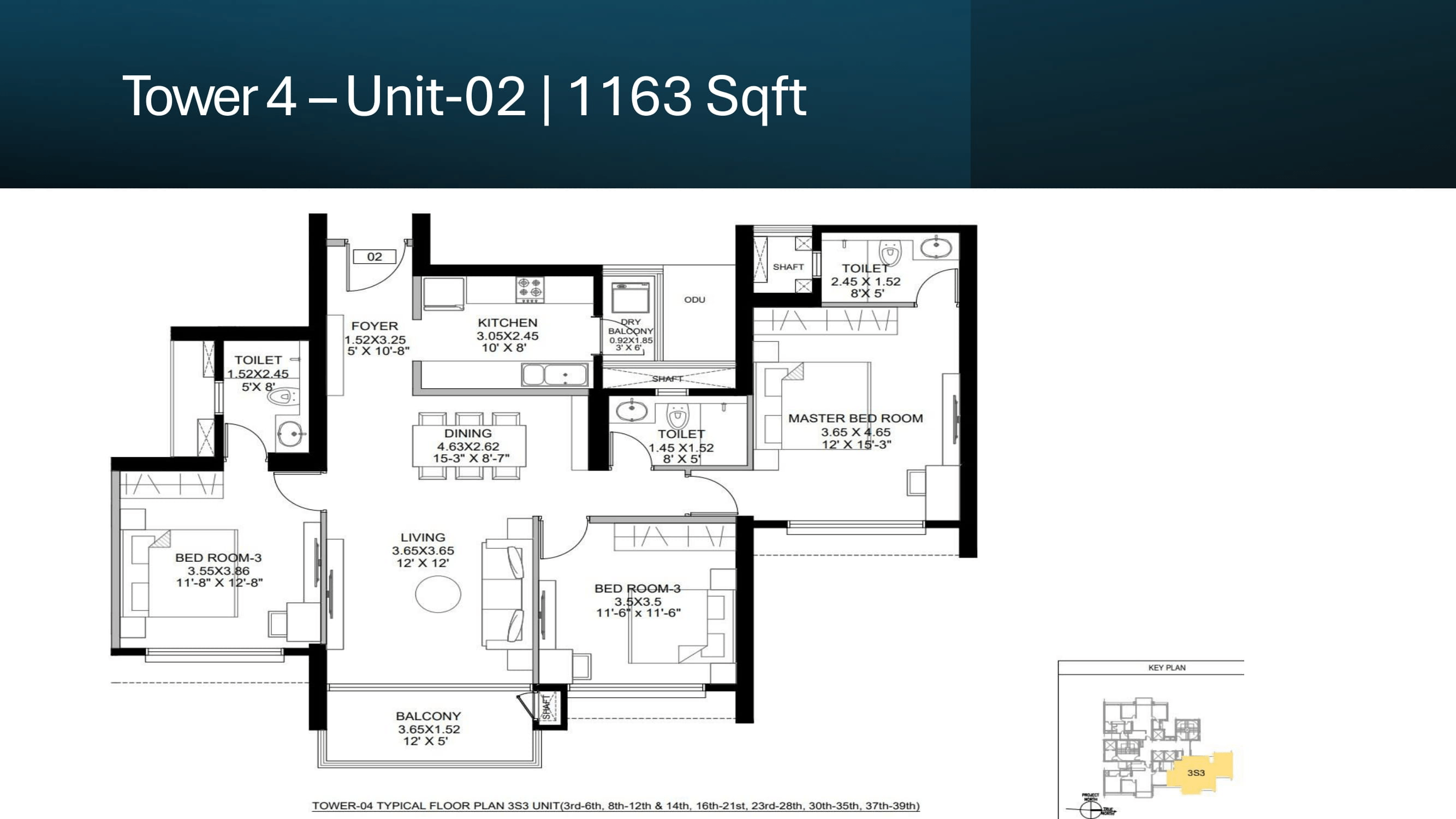 DLF Andheri West Unit plan - 1163 sq.ft.