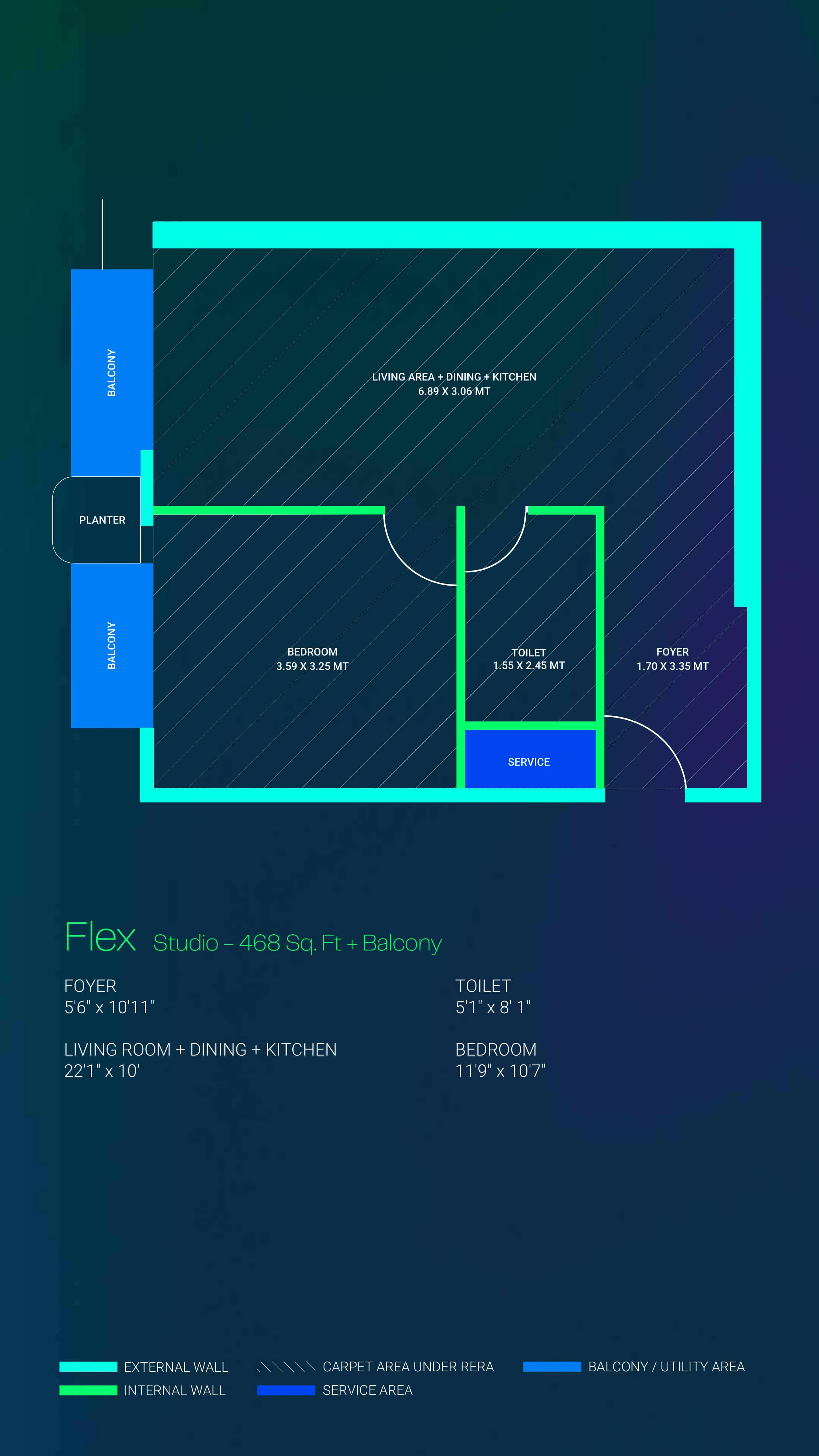 Nila Prana Unit plan - 468 sq.ft.