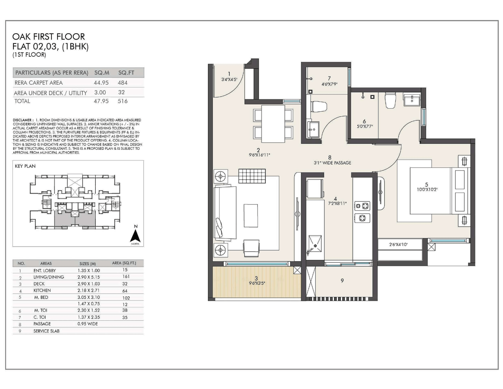Rustomjee Urban Woods Unit plan - 516 sq.ft.