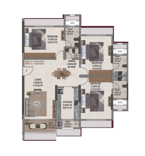 Unit plan - 1128 sq.ft.