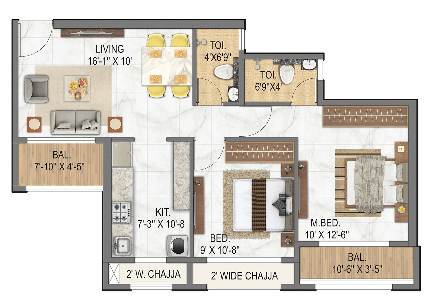 Today Global Anandam ll Unit plan - 822 sq.ft.