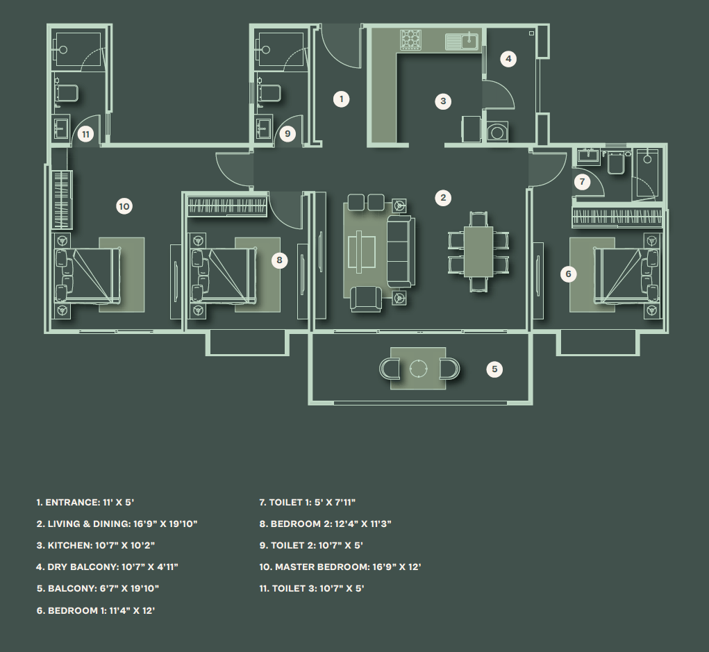 Lohia Jain The Reserve Unit plan - 1413 sq.ft.