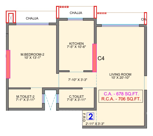 RD Aurum Unit plan - 706 sq.ft.