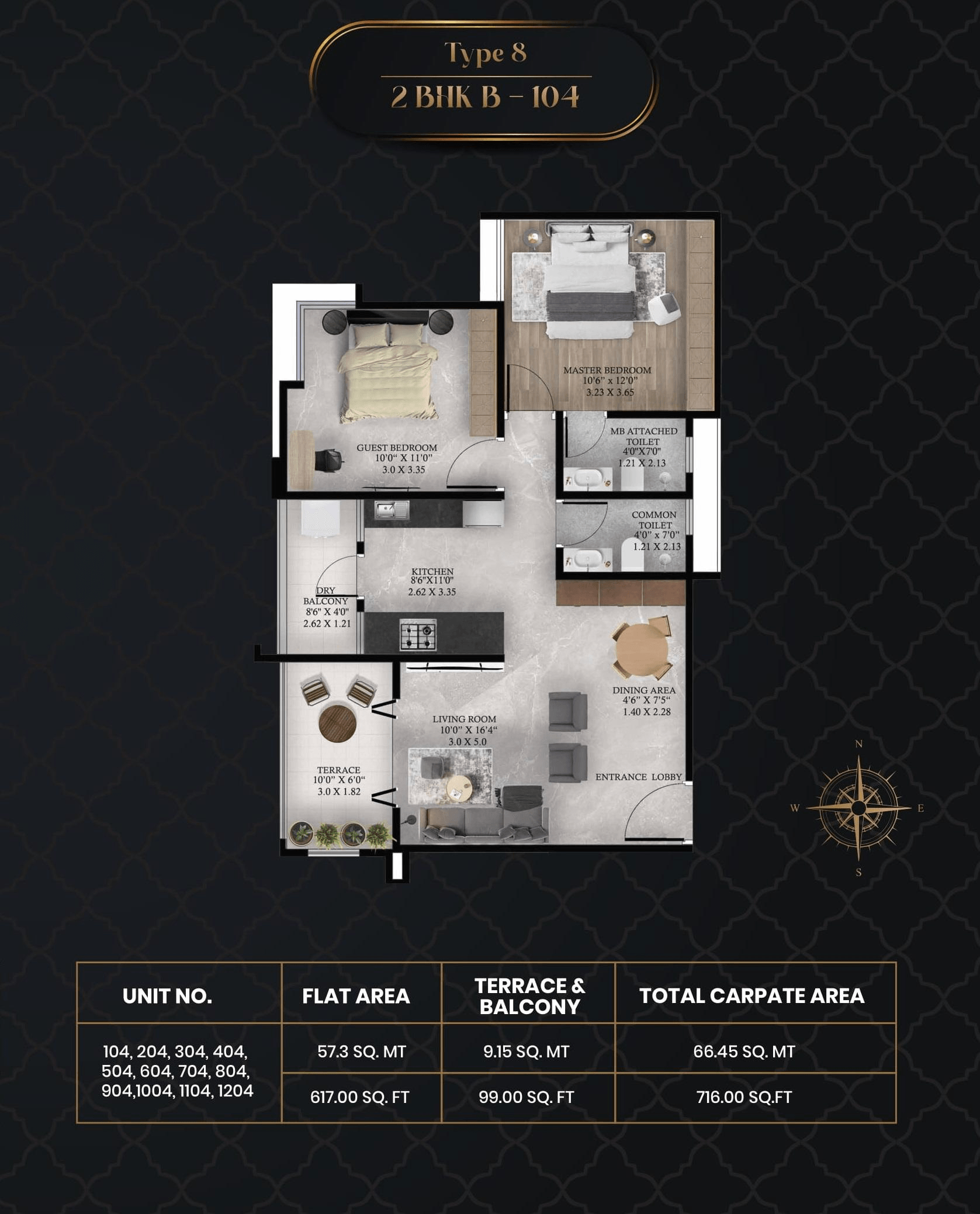 Ikon Queens Tower Unit plan - 716 sq.ft.