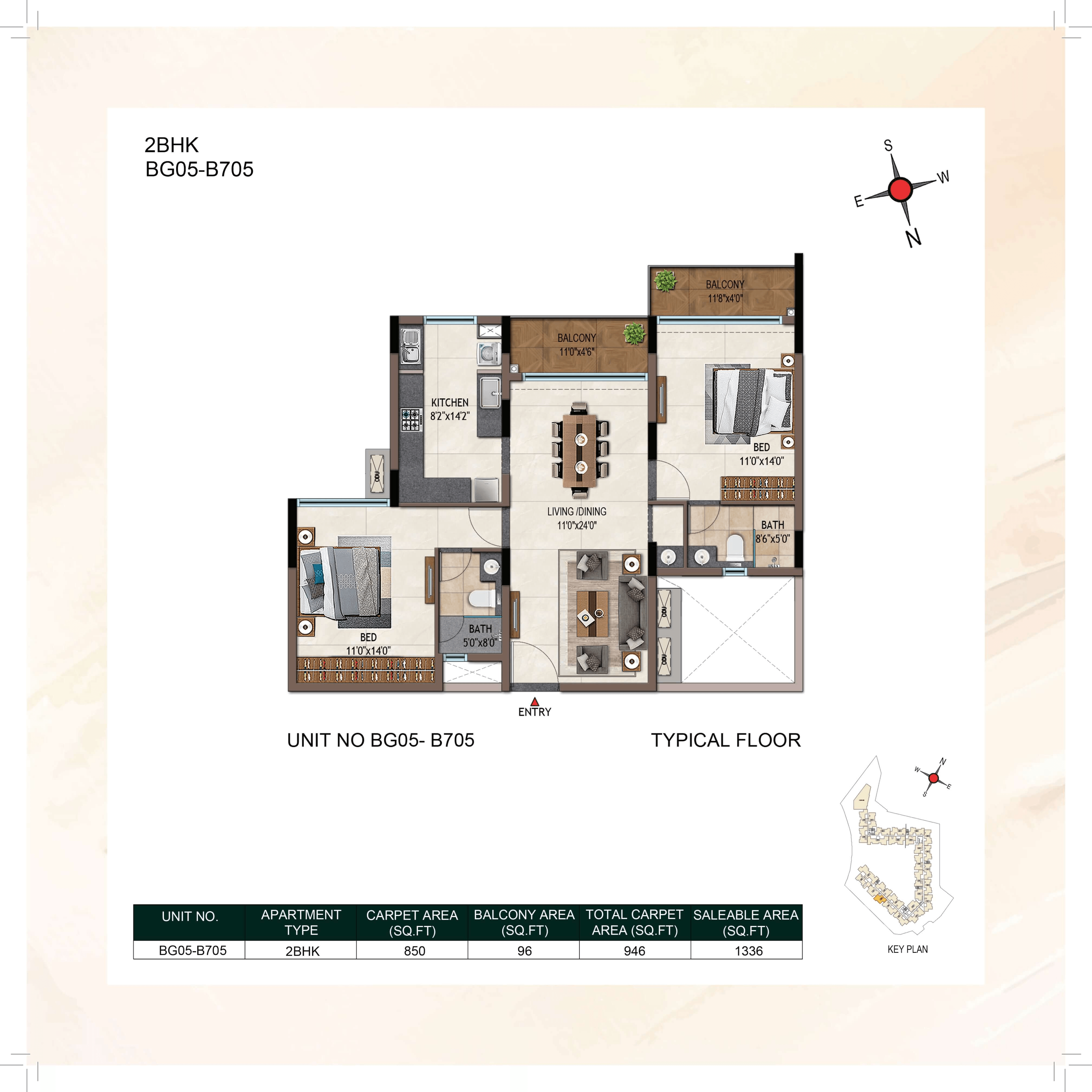 Unit plan - 850 sq.ft.
