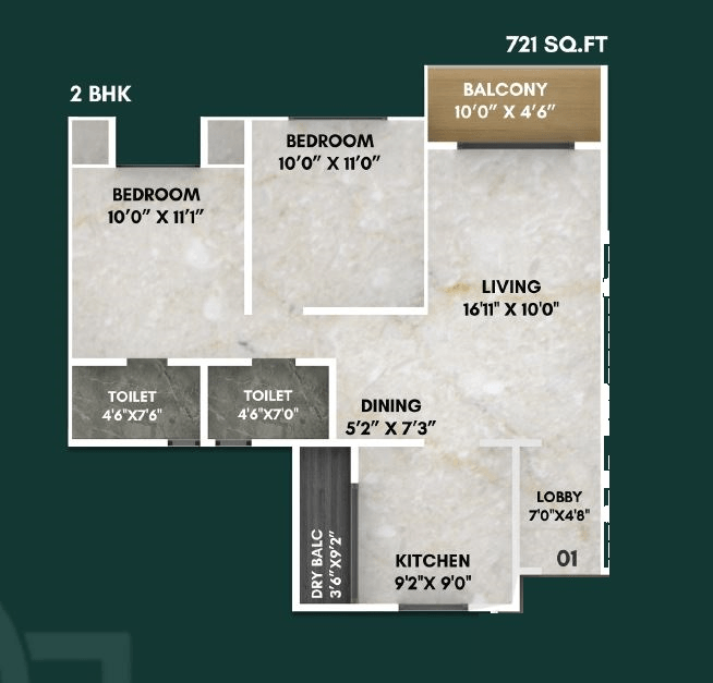 Unit plan - 721 sq.ft.