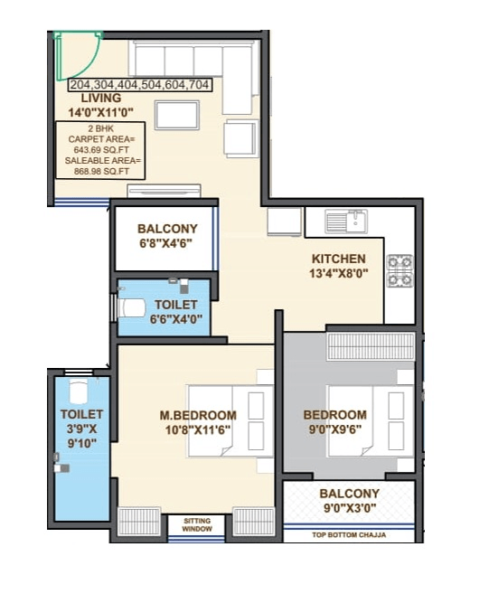 Siddhivinayak Celestial City Unit plan - 632 sq.ft.