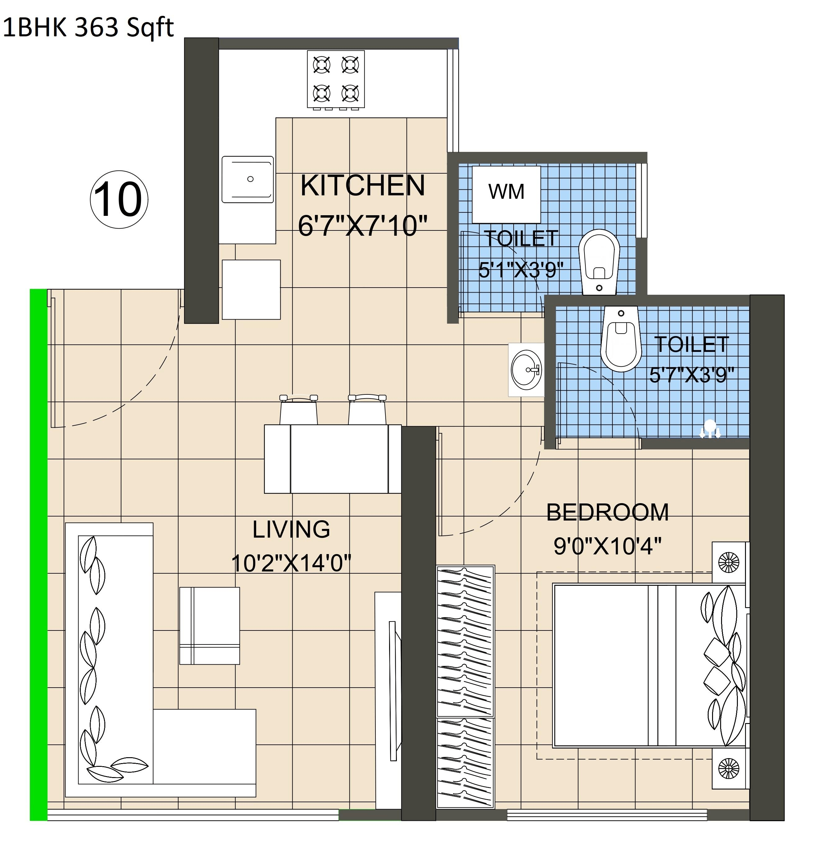 Swaminarayan City Unit plan - 363 sq.ft.