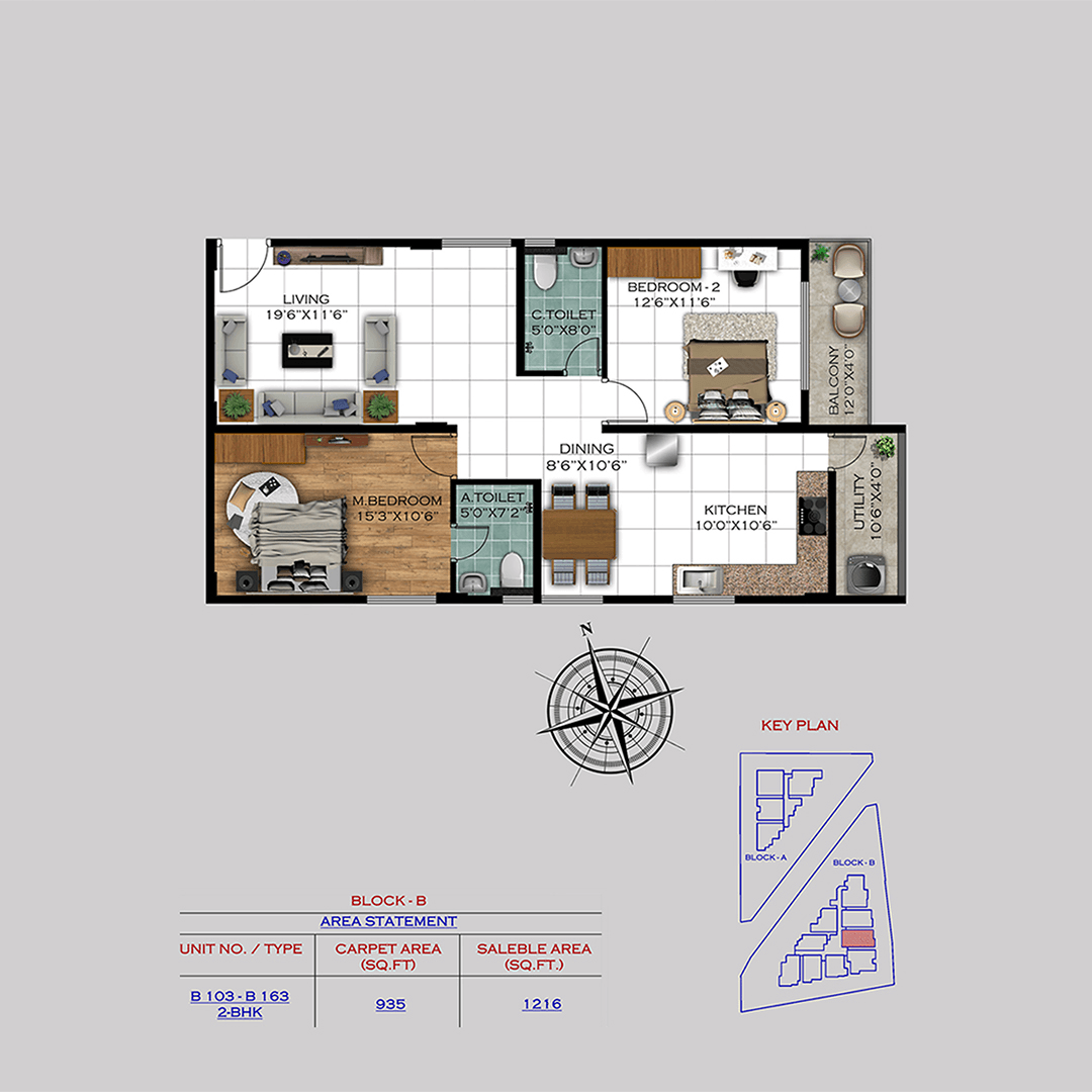 Varad by Satyam Unit plan - 851 sq.ft.