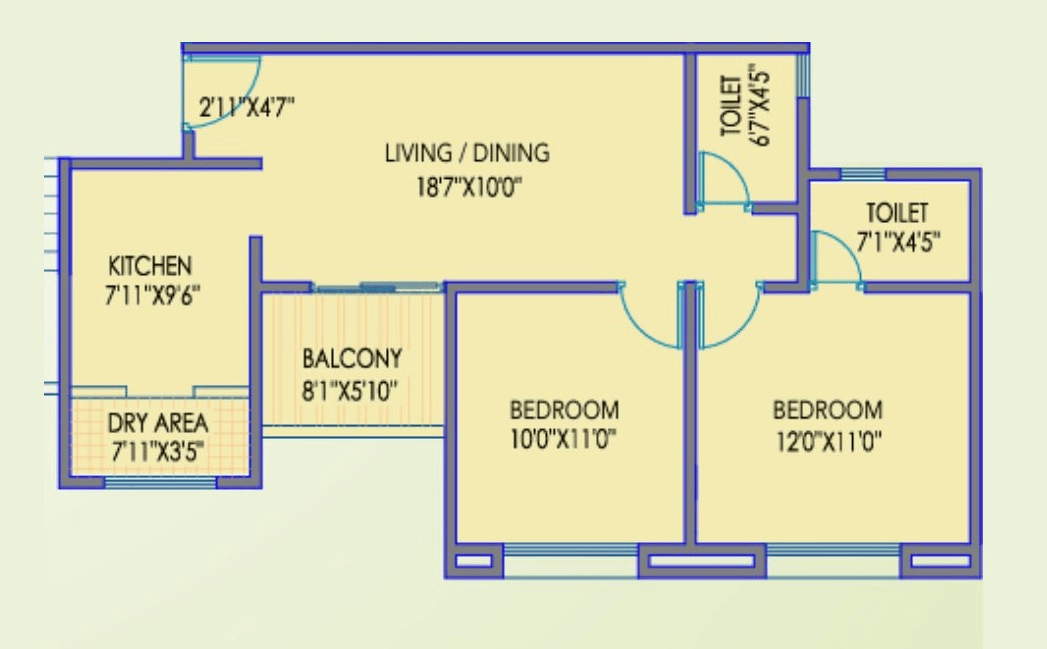 Unit plan - 722 sq.ft.