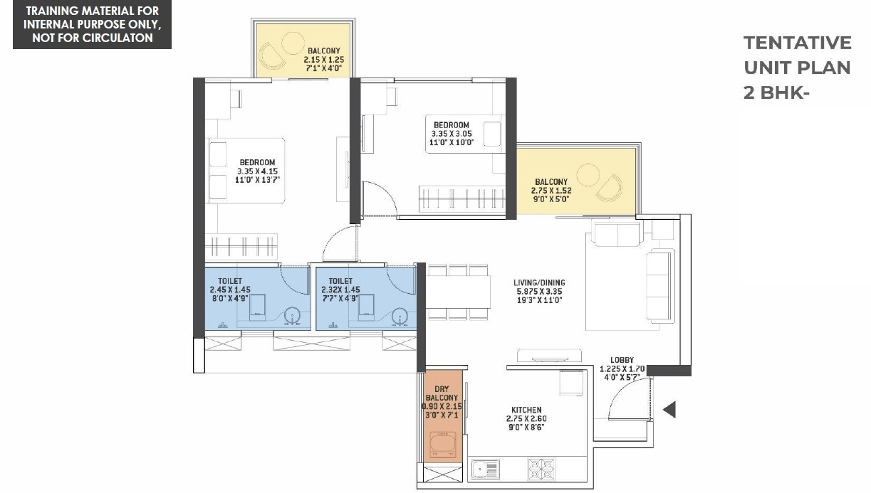 VTP Aurelia Unit plan - 809 sq.ft.