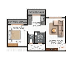 Unit plan - 377 sq.ft.