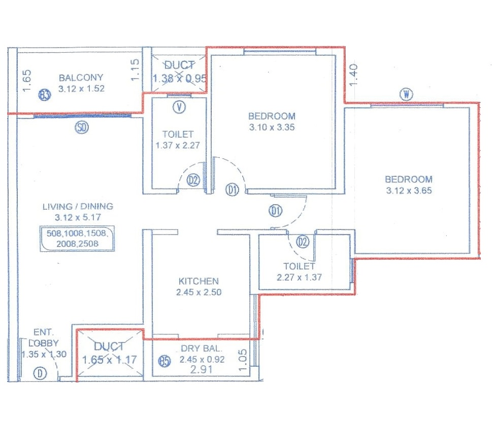 Hiranandani And Krisala Township Unit plan - 635 sq.ft.