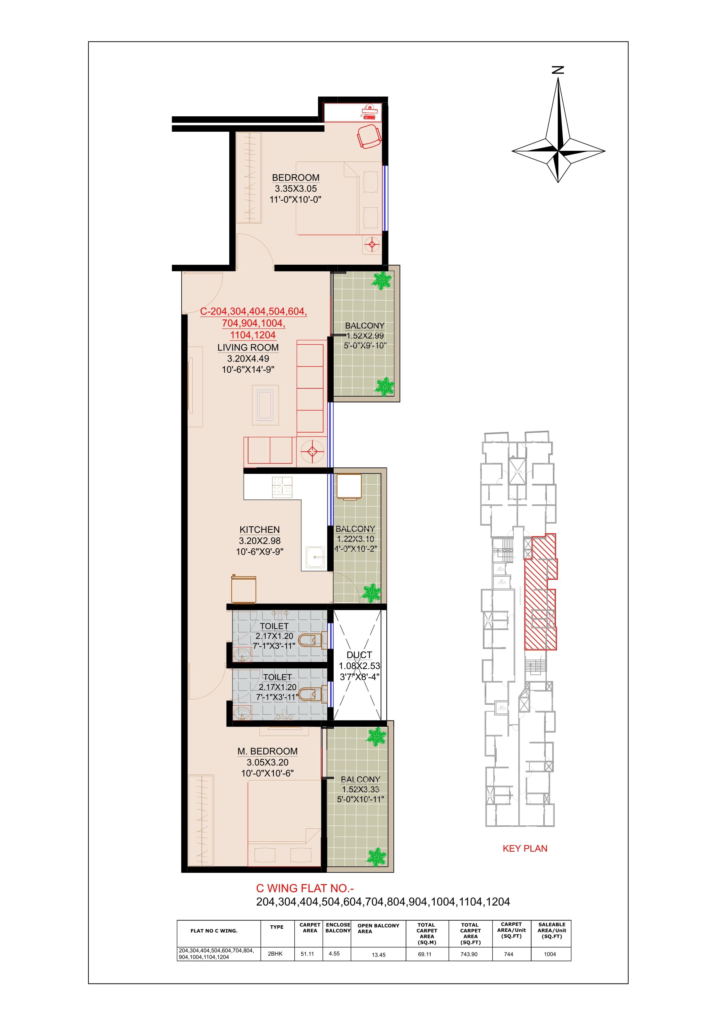 Unit plan - 744 sq.ft.