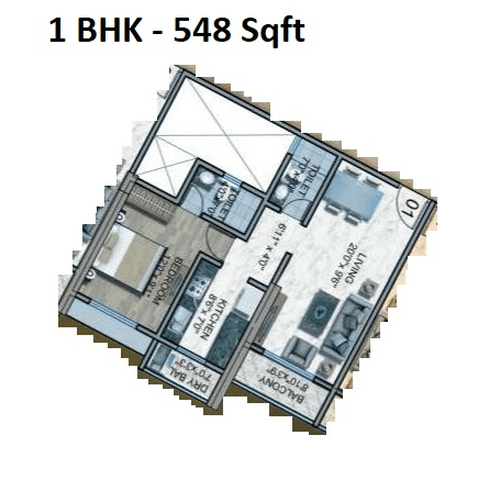 Sanghvi S3 EcoCity Sky Green Unit plan - 548 sq.ft.