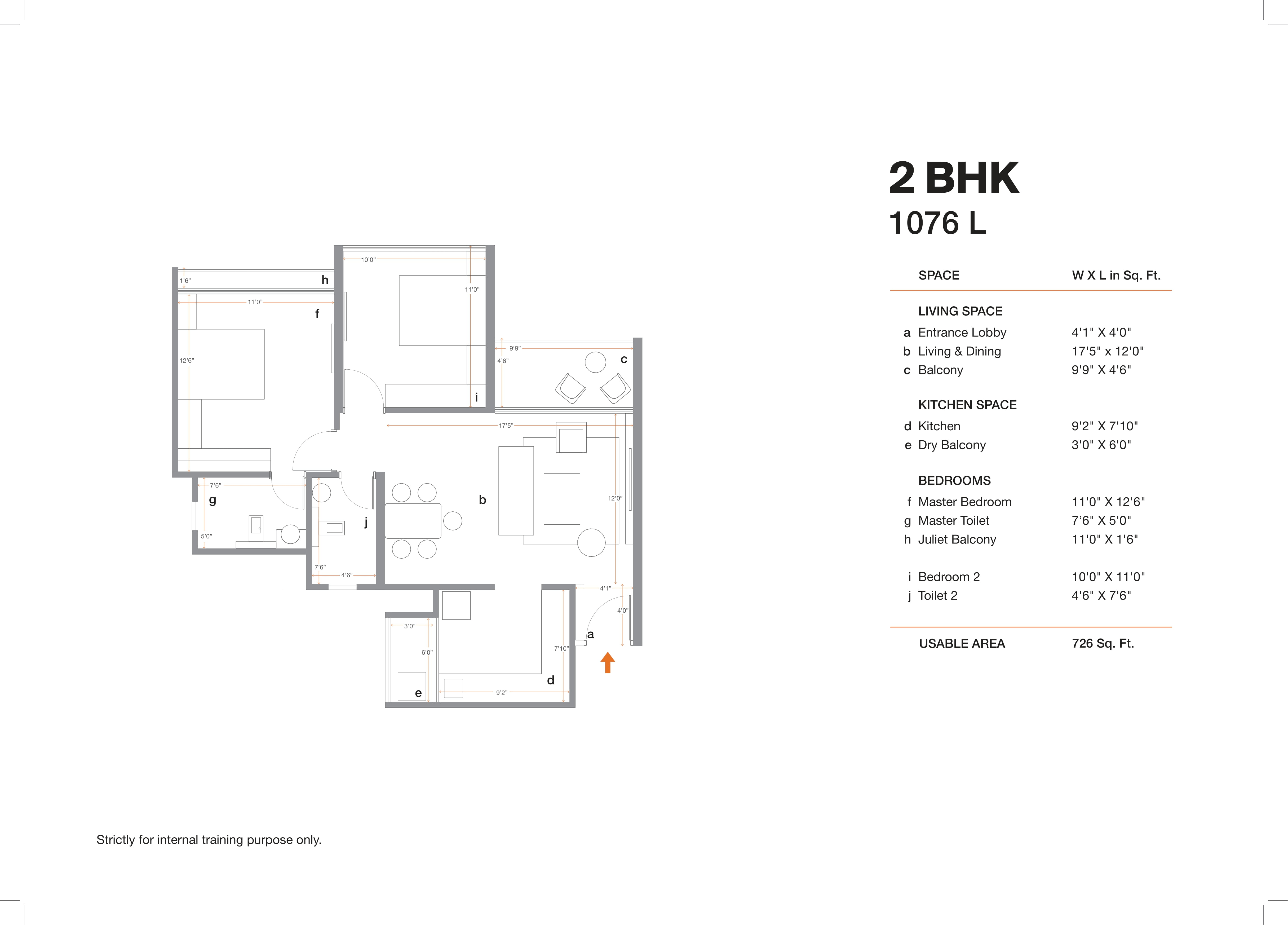 Skyi Manas Lake Unit plan - 726 sq.ft.