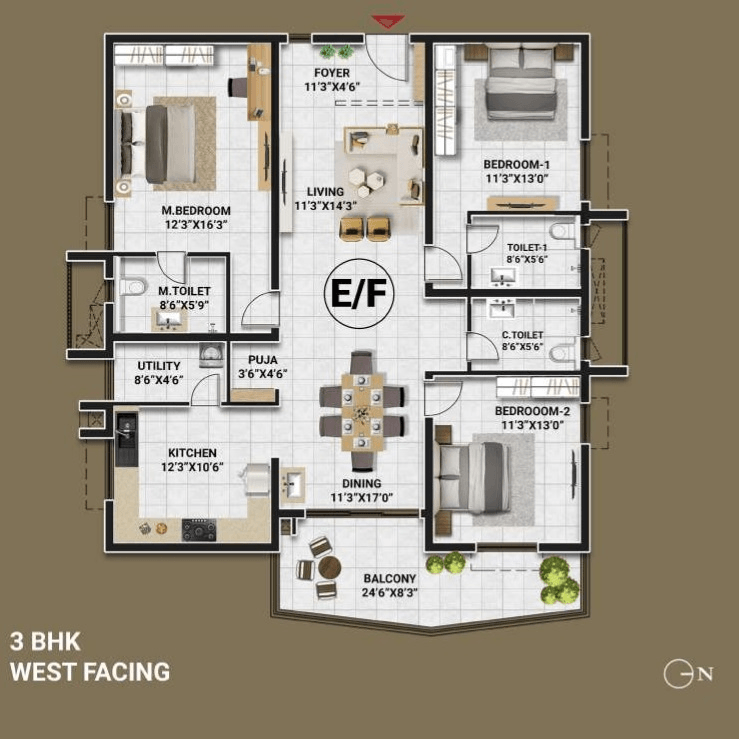 Unit plan - 1569 sq.ft.
