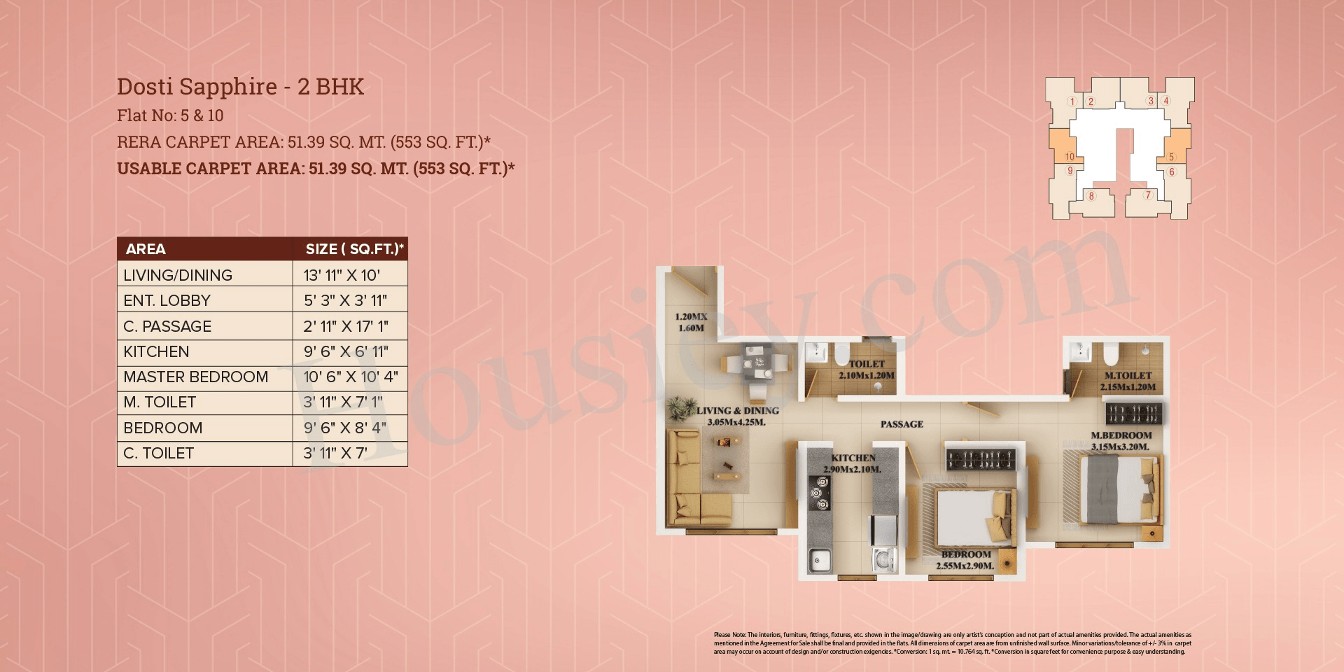 Dosti Planet North Unit plan - 533 sq.ft.