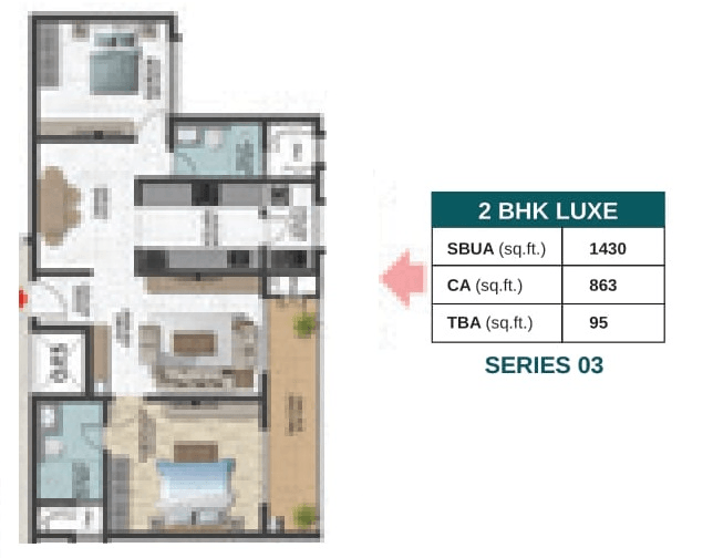 Sumadhura Pramoda Unit plan - 1001 sq.ft.